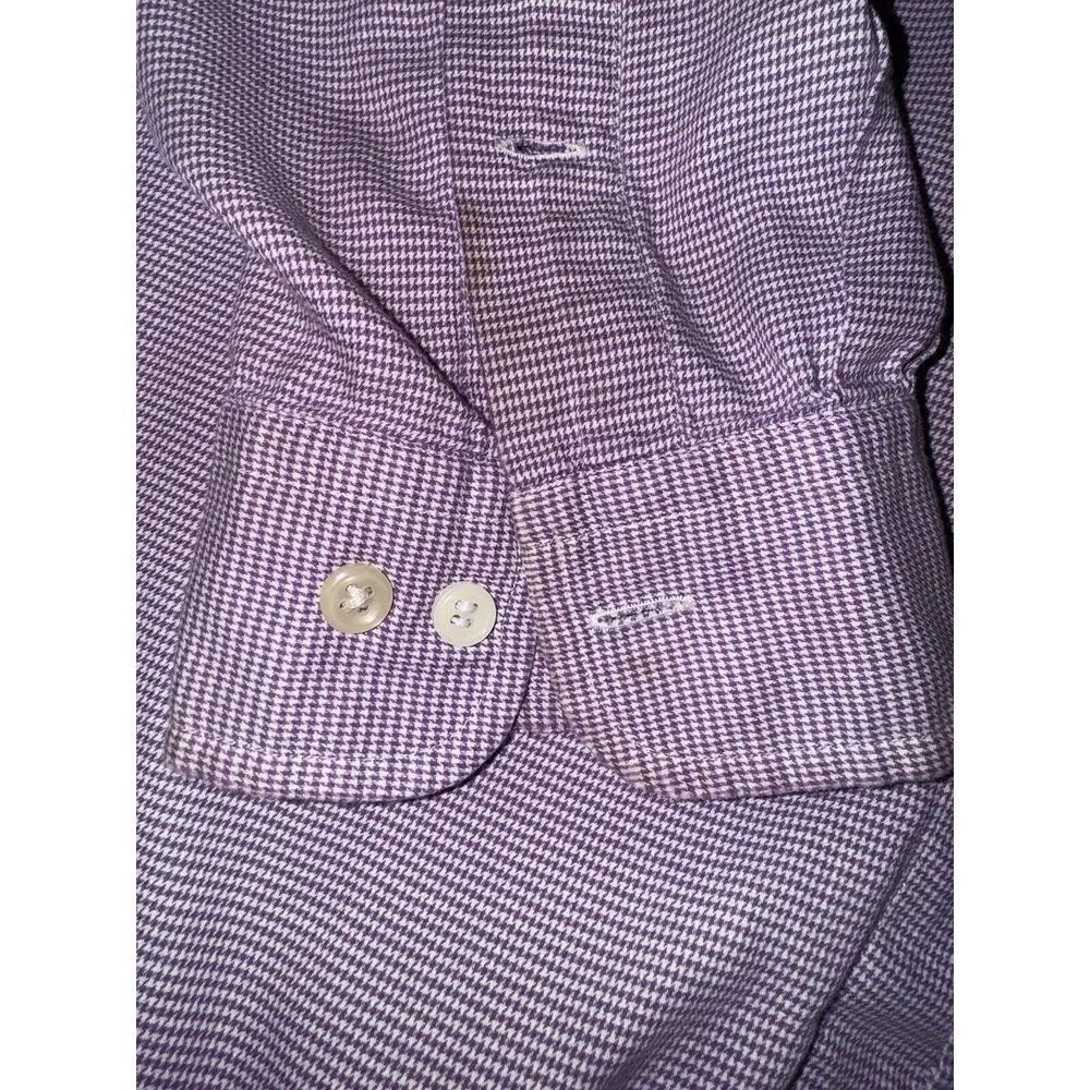 Ralph Lauren Yarmouth‎ Cotton Button Down Purple Plaid Dress Shirt Sz 17 - 34/35